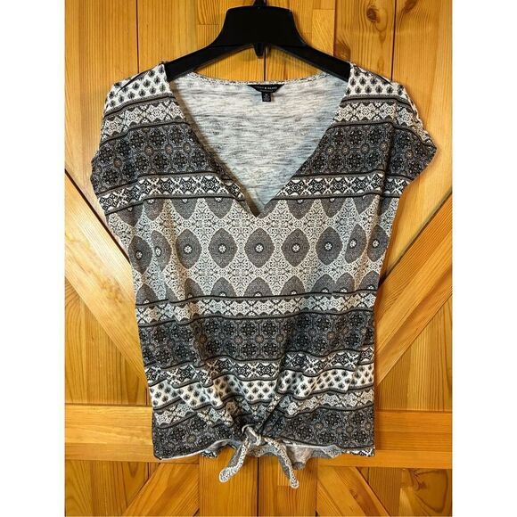 Lucky Brand Women’s Tie Waist Short Sleeve Boho Blouse Size Medium (0492) - Picture 1 of 6